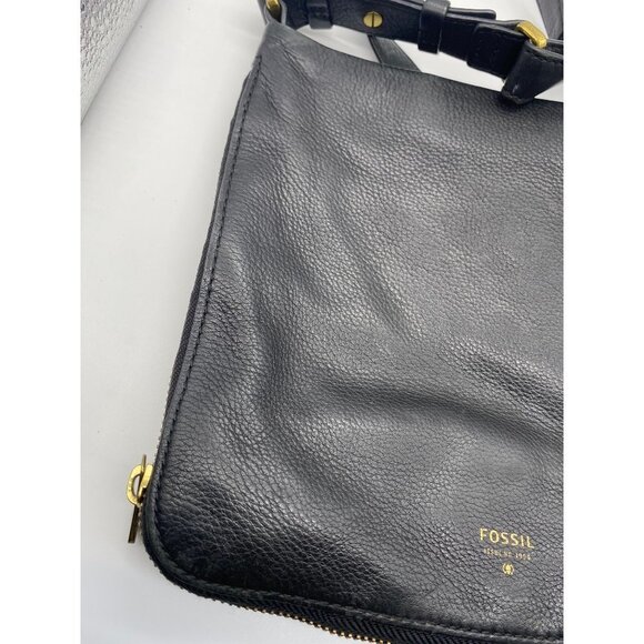 Fossil Black Soft Leather Crossbody Bag 10X9 ALL AROUND ZIP - Picture 3 of 6